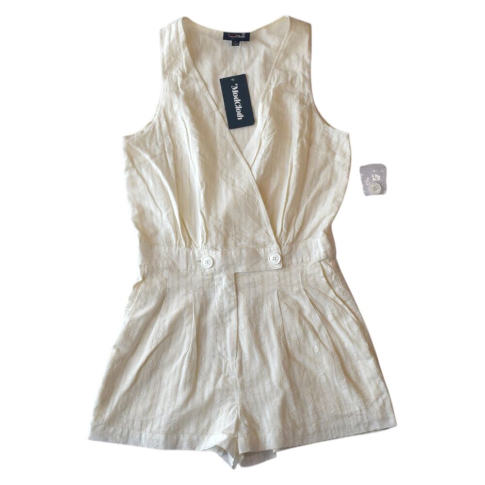 NWT ModCloth White Cotton Romper Size Small